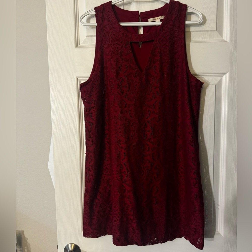 Miami Deep Red Lace Sleeveless dress
